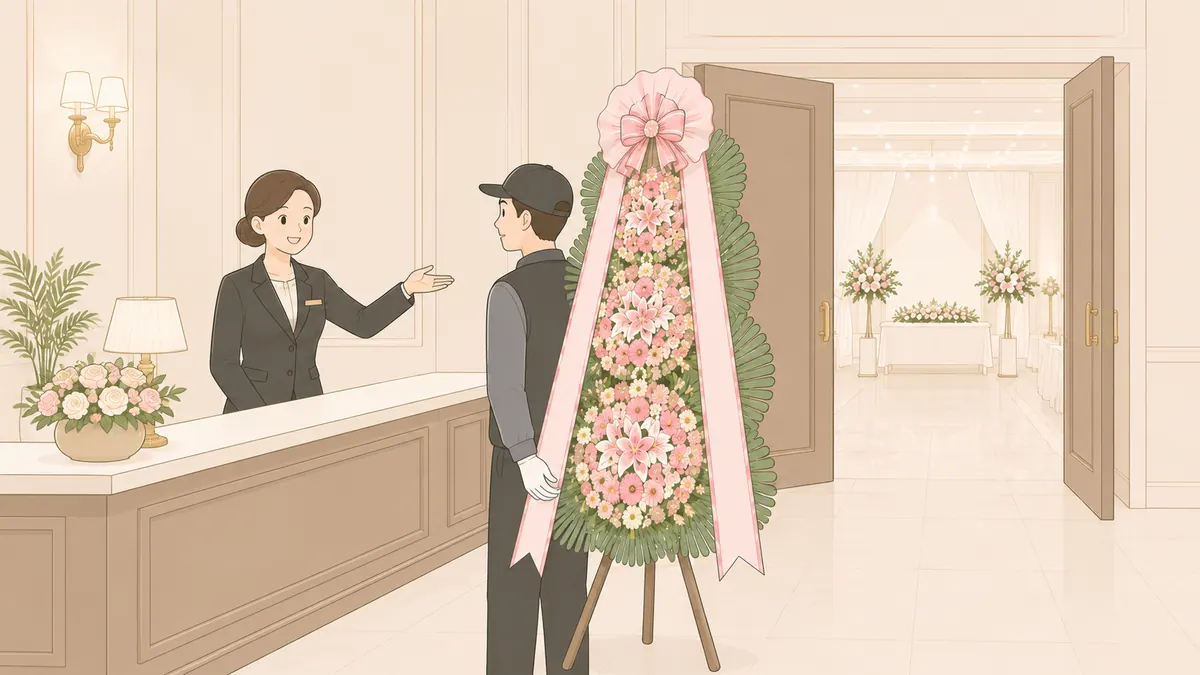 식당 개업화분 배달 안내 일러스트