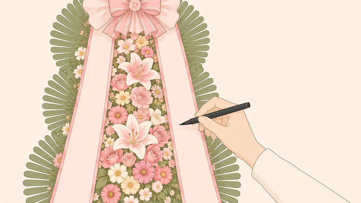 개업화분 리본 문구 작성 안내 일러스트
