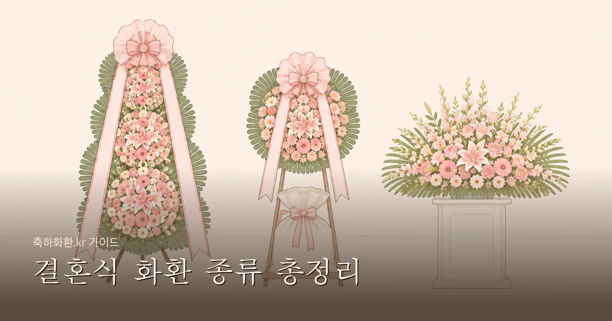 결혼식 화환 종류 총정리 — 3단·오브제·쌀화환·쌀리본 완벽 비교