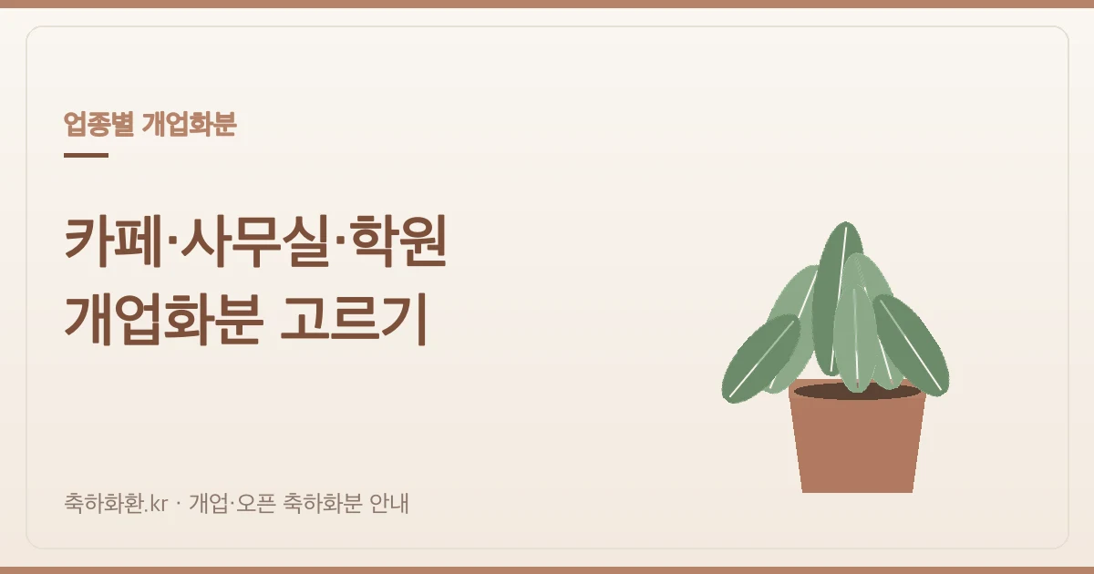 카페·사무실·학원 개업화분 — 업종별 어울리는 화분과 문구